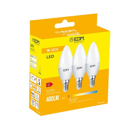 Lot de 3 ampoules LED EDM G 5 W E14 400 lm Ø 3