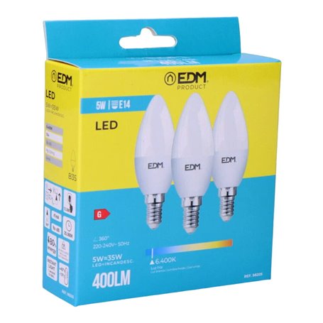 Lot de 3 ampoules LED EDM G 5 W E14 400 lm Ø 3