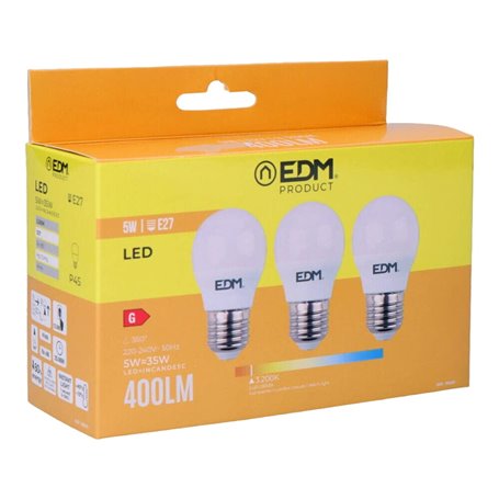 Lot de 3 ampoules LED EDM G 5 W E27 Ø 4