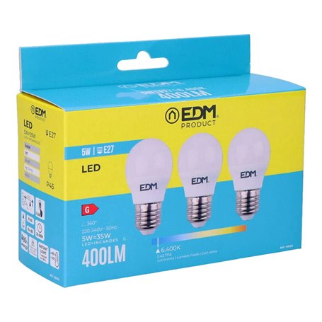 Lot de 3 ampoules LED EDM G 5 W E27 400 lm Ø 4