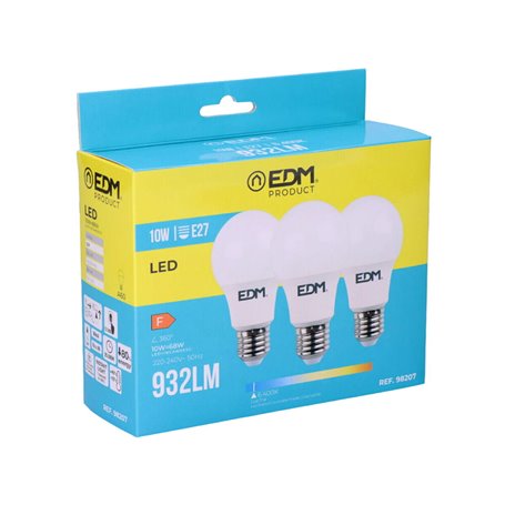 Lot de 3 ampoules LED EDM F 10 W E27 810 Lm Ø 6 x 10