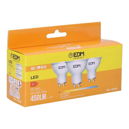 Lot de 3 ampoules LED EDM F 5 W GU10 450 lm Ø 5 x 5
