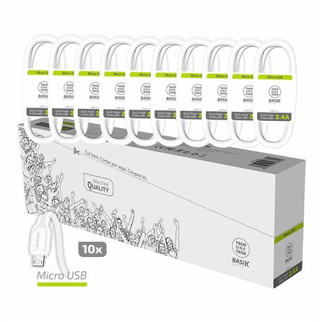 Câble Micro USB vers USB Tech One Tech Basik 1 m (10 Unités)