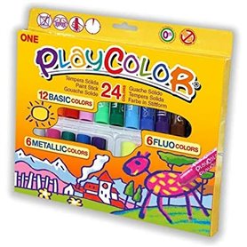 Set de peinture Playcolor Basic Metallic Fluor Multicouleur 24 Pièces