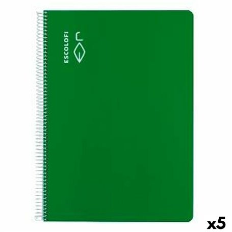 Cahier ESCOLOFI Vert A4 Din A4 40 Volets (5 Unités)