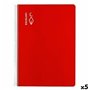 Cahier ESCOLOFI Din A4 50 Volets 8 mm Rouge (5 Unités)