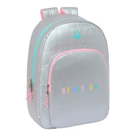 Cartable Benetton Argenté 30 x 14 x 46 cm Rembourré