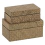 Set de boîtes décoratives Beige DMF 25 x 15 x 12 cm (2 Unités)