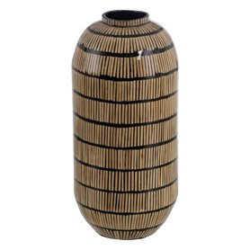 Vase Noir Beige Bambou 23 x 23 x 50 cm