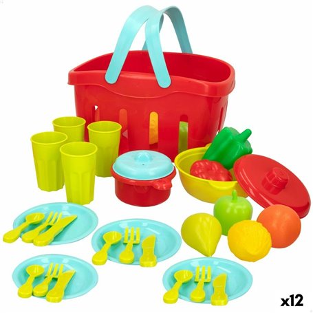 Set de jouets alimentaires Colorbaby Linge et ustensiles de cuisine 36 Pièces (12 Unités)