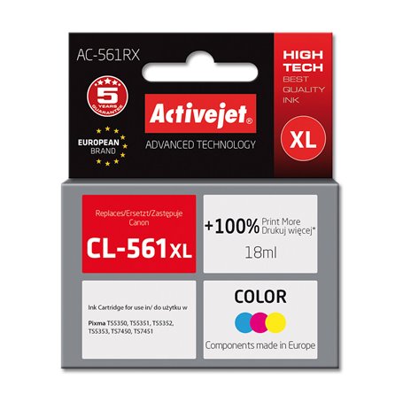 Cartouche d'encre originale Activejet AC-561RX Blanc Noir Cyan/Magenta/Jaune