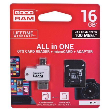 Goodram M1A4 All in One 16 Go MicroSDHC UHS-I Classe 10