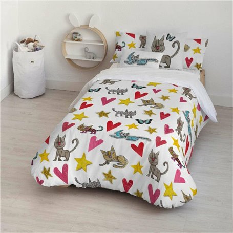 Housse de Couette Decolores Gatets Multicouleur 200 x 200 cm