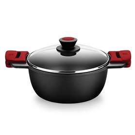 Casserole avec Couvercle en Verre BRA A410324 Ø 24 cm Noir 4 L