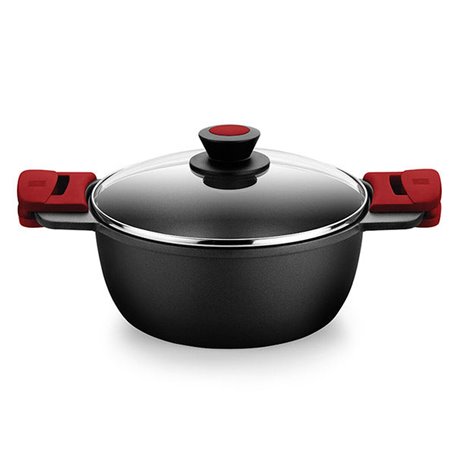 Casserole avec Couvercle en Verre BRA A410324 Ø 24 cm Noir 4 L