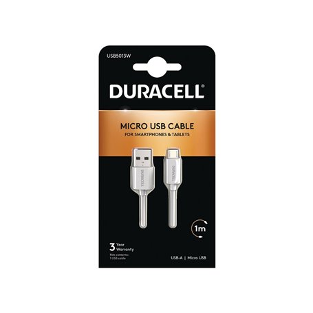 Câble USB DURACELL USB5013W 1 m Blanc (1 Unité)