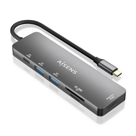 Hub USB Aisens ASUC-6P016-GR Gris (1 Unité)