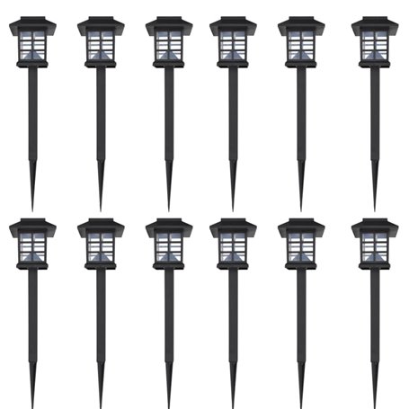 vidaXL Ensemble de 12 lampes LED solaires avec piquet 8