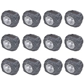 vidaXL Projecteurs solaires à LED forme de pierre 12 pcs