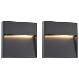 vidaXL 2 pcs Appliques murales LED d'extérieur 3 W Noir Carré