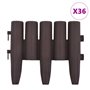 vidaXL Bordures de pelouse 36 pcs Marron 10 m PP