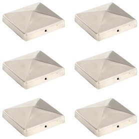 vidaXL Bouchons de poteau de clôture pyramidaux 6 pcs Inox 101x101 mm