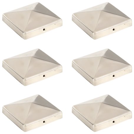 vidaXL Bouchons de poteau de clôture pyramidaux 6 pcs Inox 101x101 mm