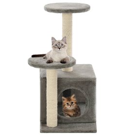 vidaXL Arbre à chat avec griffoirs en sisal 60 cm Gris