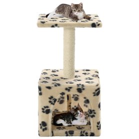 vidaXL Arbre à chat avec griffoirs en sisal 55 cm Beige Motif de pattes