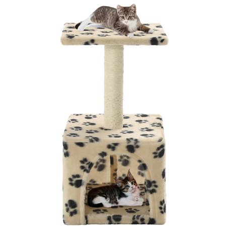 vidaXL Arbre à chat avec griffoirs en sisal 55 cm Beige Motif de pattes