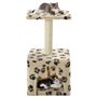 vidaXL Arbre à chat avec griffoirs en sisal 55 cm Beige Motif de pattes