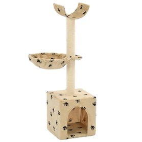 vidaXL Arbre à chat et griffoirs en sisal 105 cm Beige Motif de pattes