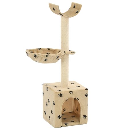 vidaXL Arbre à chat et griffoirs en sisal 105 cm Beige Motif de pattes