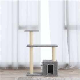 vidaXL Arbre à chat avec griffoirs en sisal Gris clair 70 cm