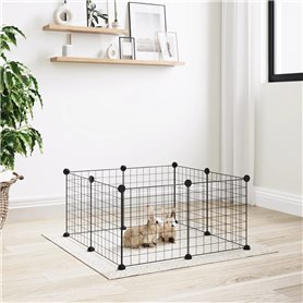 vidaXL Cage animaux de compagnie à 8 panneaux Noir 35x35 cm Acier