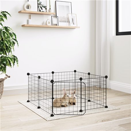 vidaXL Cage animaux de compagnie à 8 panneaux et porte Noir 35x35 cm