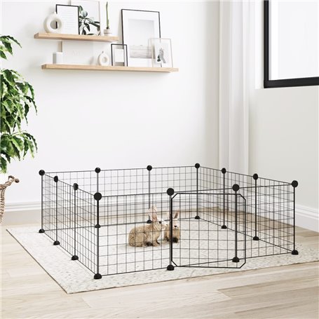 vidaXL Cage animaux de compagnie à 12 panneaux et porte Noir 35x35 cm