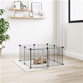 vidaXL Cage animaux de compagnie à 8 panneaux et porte Noir 35x35 cm