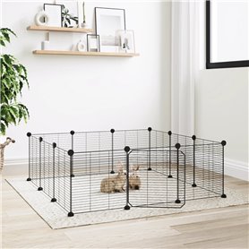 vidaXL Cage animaux de compagnie à 12 panneaux et porte Noir 35x35 cm