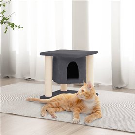 vidaXL Arbre à chat avec griffoirs en sisal Gris foncé 37 cm