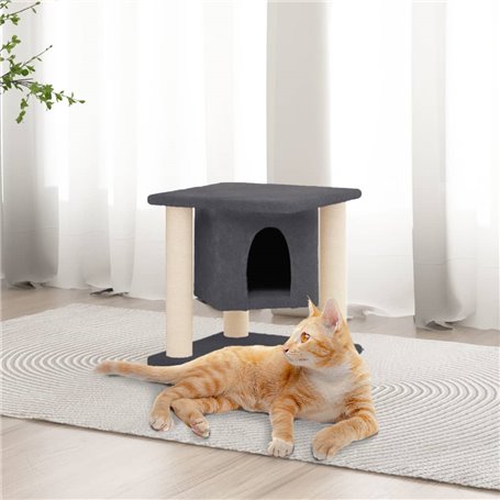 vidaXL Arbre à chat avec griffoirs en sisal Gris foncé 37 cm