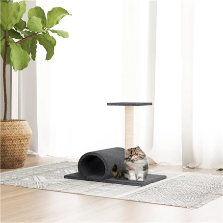 vidaXL Arbre à chat avec tunnel Gris foncé 60x34