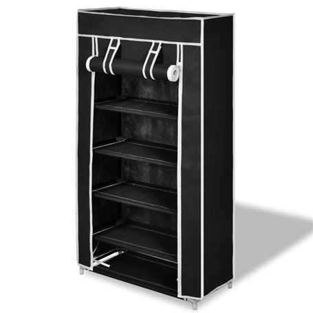 vidaXL Armoire à chaussures avec housse 58 x 28 x 106 cm Tissu Noir