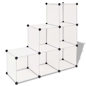 vidaXL Organisateur de rangement cube avec 6 compartiments Blanc