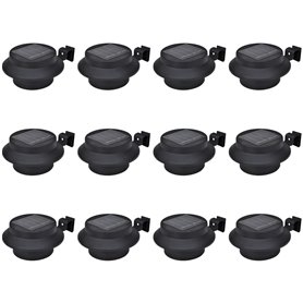 vidaXL Lampes solaires à LED d'extérieur pour clôture 12 pcs Noir