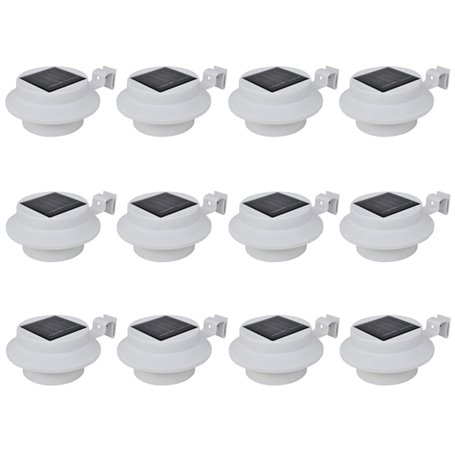 vidaXL Lampes solaire à LED d'extérieur pour clôture 12 pcs Blanc