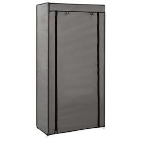 vidaXL Armoire à chaussures avec housse Gris 58x28x106 cm Tissu