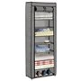 vidaXL Armoire à chaussures avec housse Gris 57x29x162 cm Tissu