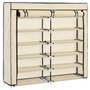 vidaXL Armoire à chaussures avec housse Crème 115x28x110 cm Tissu