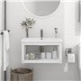 vidaXL Cadre de lavabo de salle de bain mural Blanc 59x38x31 cm Fer